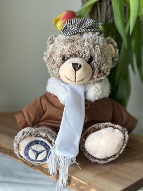 Mercedes-Benz Brown Plush Teddy Bear with Scarf - Kids Toy